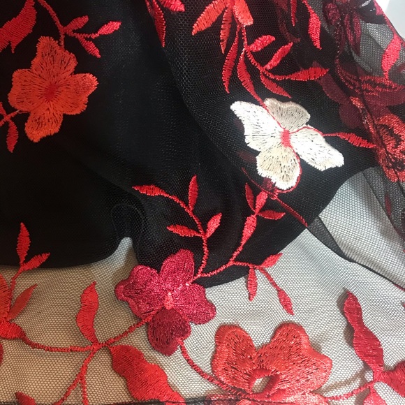 ECI sleeveless embroid. tulle sheath swing dress M - Picture 3 of 8